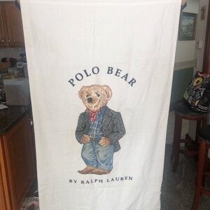 Polo by Ralph Lauren White Bath Towel with Bear Design